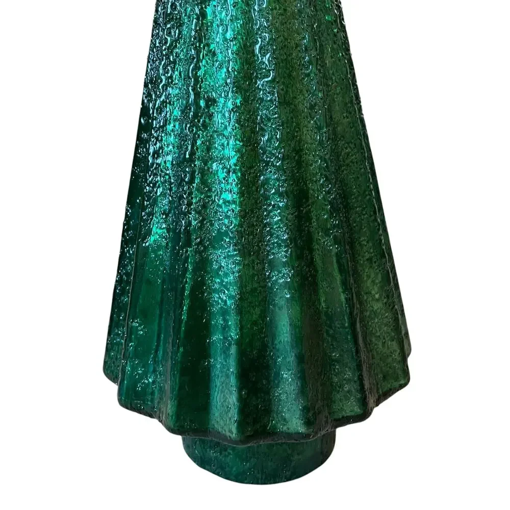 Illuminated Glass Christmas Tree 14.5in Iridescent GREEN Chic Holiday Decor New